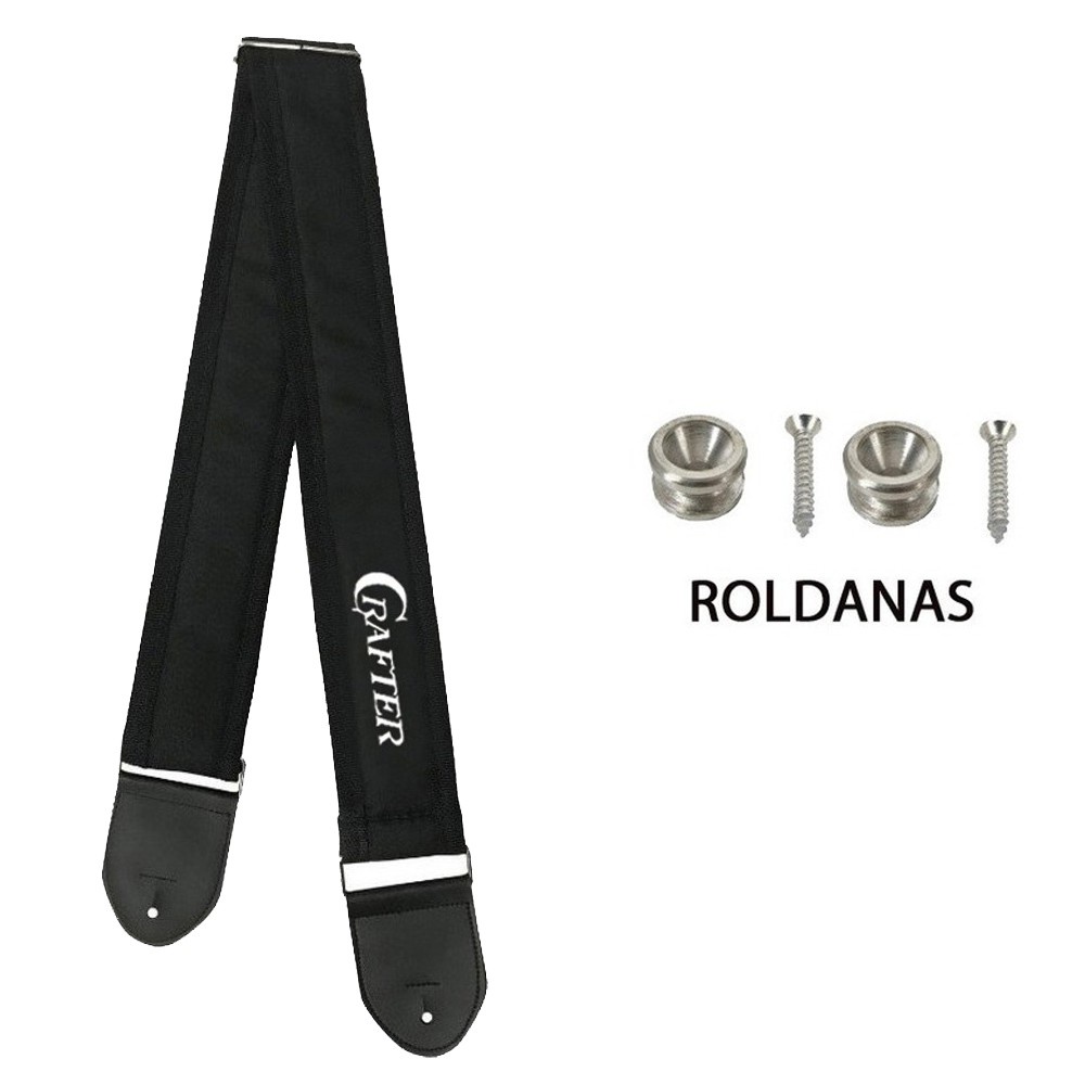 ALÇA PARA VIOLÃO / GUITARRA / BAIXO "CRAFTER" COM REGULAGEM + ROLDANAS E PARAFUSOS
