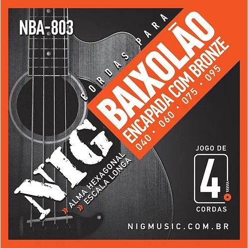 ENCORDOAMENTO PARA CONTRA BAIXO ACÚSTICO BAIXOLÃO 4 CORDAS NIG NBA-830