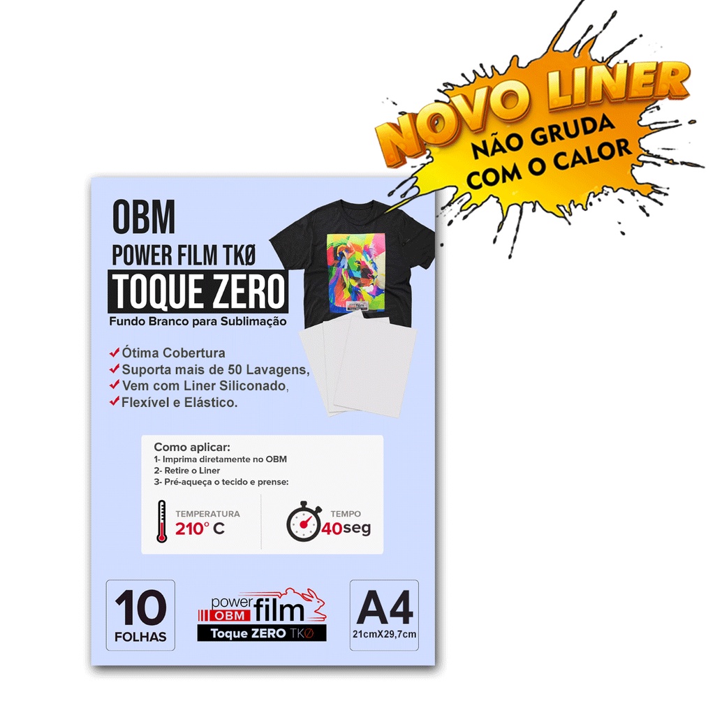 10 OBM A4 Toque Zero Power Film - Super Branco - 10 Folhas A4 - Novo Liner Não Gruda Com o Calor em Oferta na Shopee