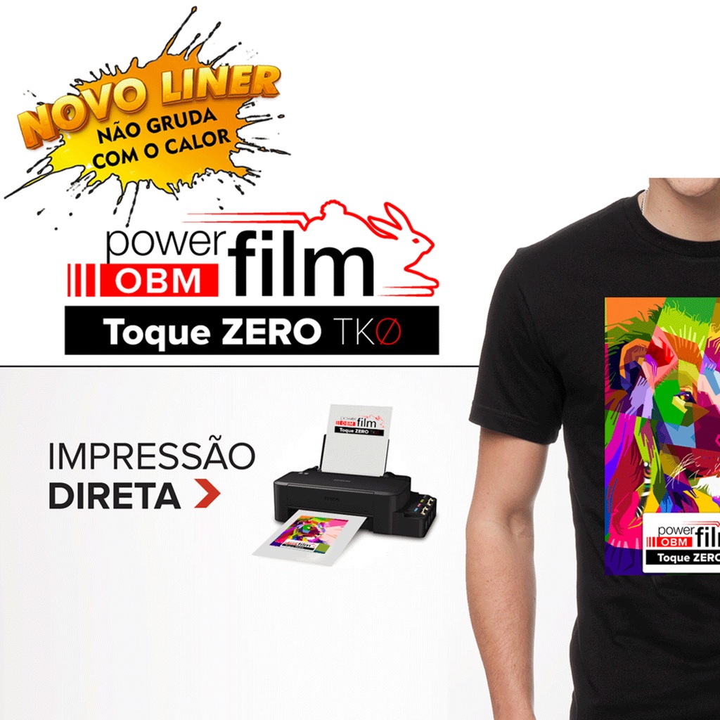 10 OBM A4 Toque Zero Power Film - Super Branco - 10 Folhas A4 - Novo Liner Não Gruda Com o Calor - Material Super Branco