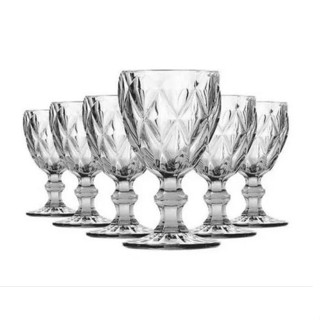 Jogo de Taça Vidro Vinho Suco Água Diamante 260ML 06 Unidades