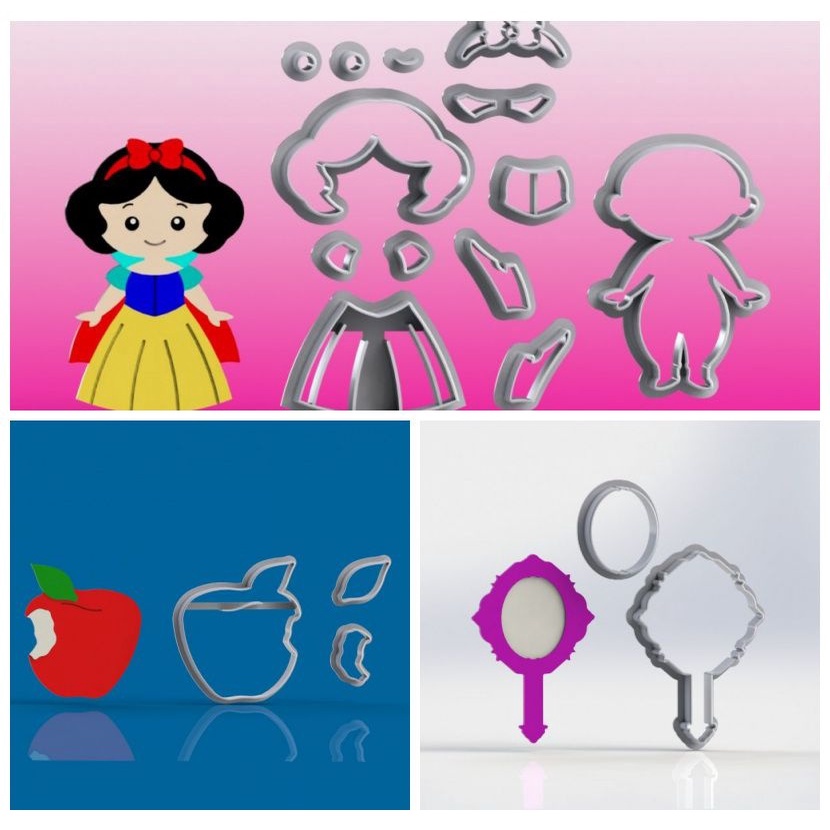 Cortador Kit Princesa Branca De Neve Modular (3 Modelos)