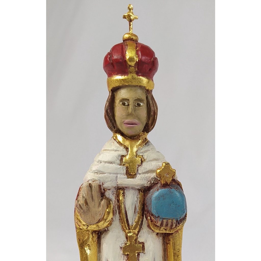 Imagem menino Jesus de Praga em cedro, policromada e dourada