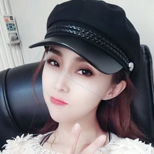 Boina Feminina De Couro De Algodão Primavera Outono Inverno Versão Coreana Moda Britânica Vintage Letra Octogonal em Oferta na Shopee