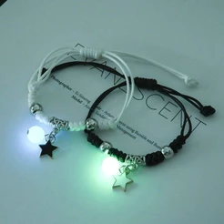 2 Pçs/SET Luminosa Pulseira Tecido Ajustável Moda Casais Pulseiras Acessórios De Jóias Dos Homens Das Mulheres