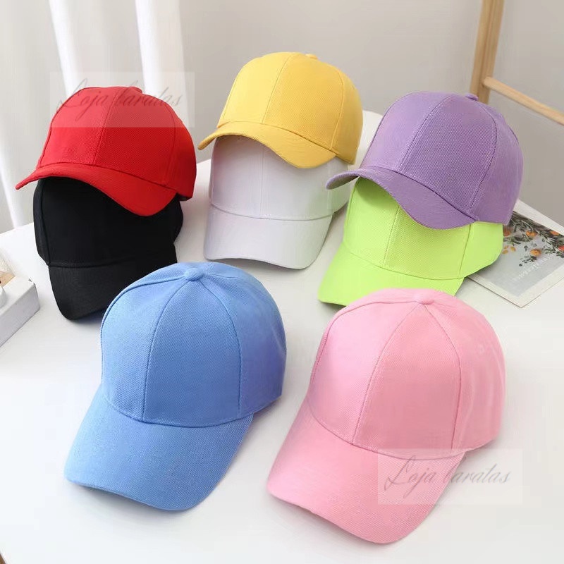 Boné Liso de Algodão Tecido Aba CurVa Você Escolhe A Cor em Oferta na Shopee