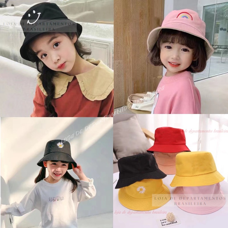 Chapéu Bucket Infantil Colorido Unissex em Oferta na Shopee
