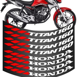 Kit 8 Adesivo De Roda Titan 160 Grande Moto Colante Jogo