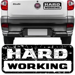 Adesivo Hard Working Tampa Traseira Strada 18 19 Colante Sticker Preto