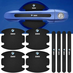 Kit 8 Peças Adesivo Protetor Maçaneta de Porta Compatível Bmw Fibra de Carbono Carro Anti Arranhões