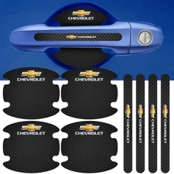 Kit 8 Peças Adesivo Protetor Maçaneta Porta Compatível Chevrolet Fibra Carbono Carro Anti Arranhões