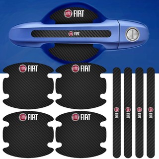 Kit 8 Peças Adesivo Protetor Maçaneta de Porta Compatível Fiat Fibra de Carbono Carro Anti Arranhões