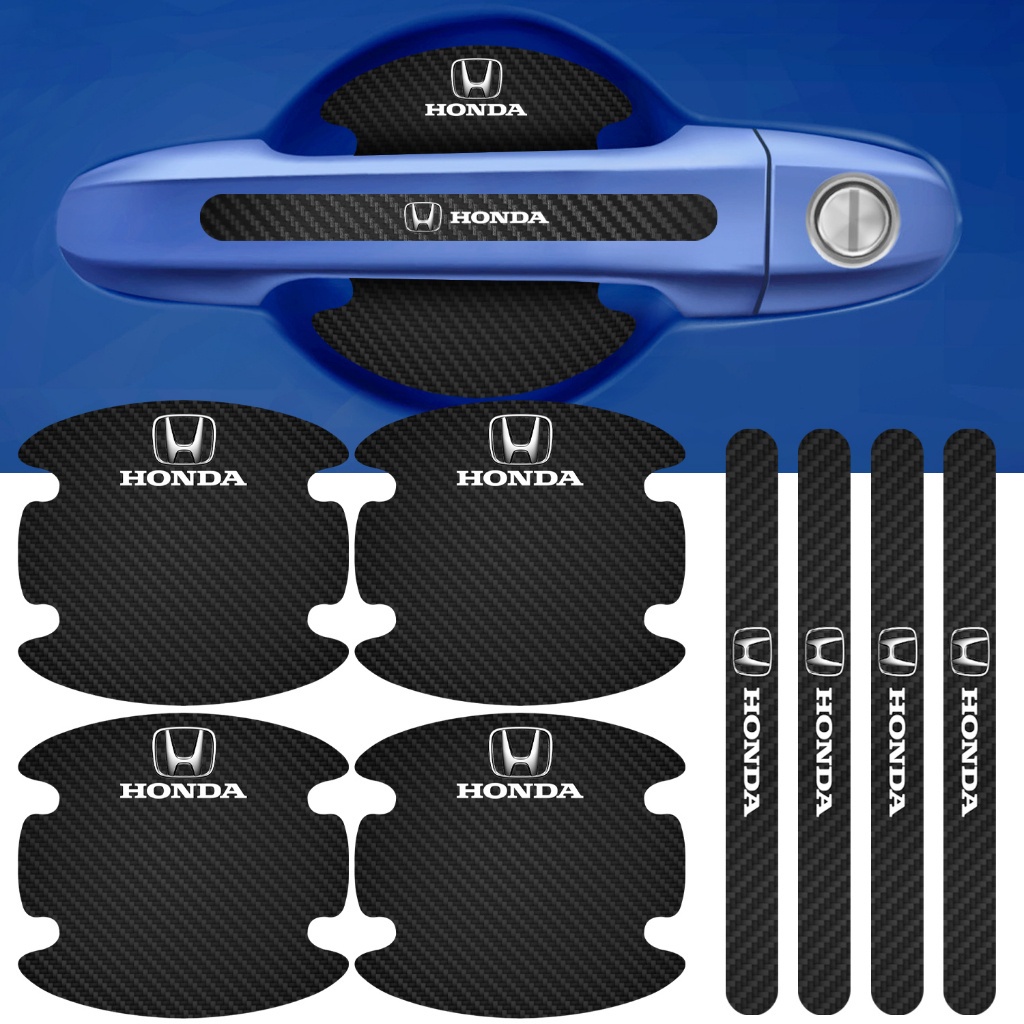 Kit 8 Peças Adesivo Protetor Maçaneta Accord City Civic CR-V CRV Fit HRV HRV WRV WRV Fibra Carbono