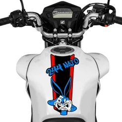 Adesivo Tanque de Moto 244 Nato Coelho Azul e Vermelho Decorativo Sticker