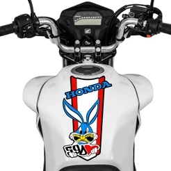 Adesivo Tanque de Moto Honda 59D Coração Coelho Azul e Vermelho Decorativo Sticker