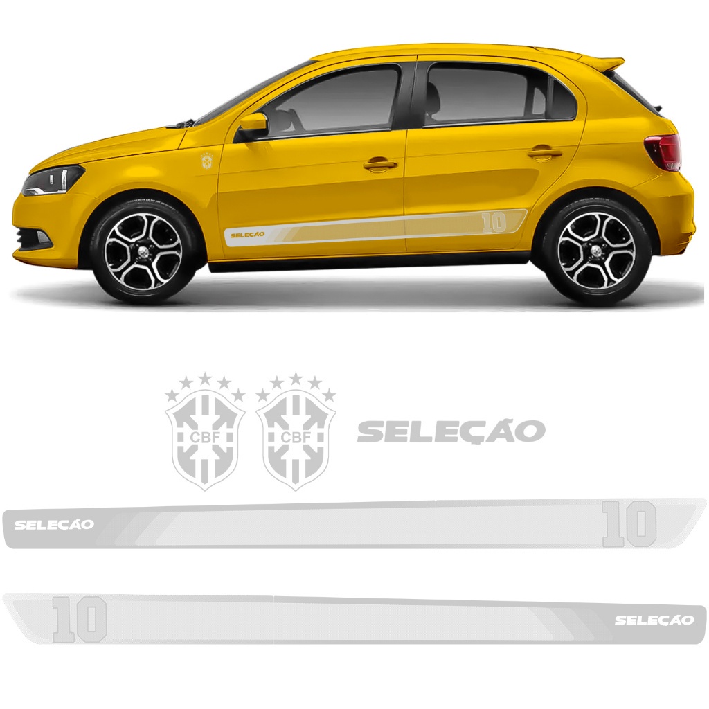 Kit Adesivo Gol Voyage Seleção G6 2013 2014 2015 2016 Faixa Lateral de Porta Cor Prata