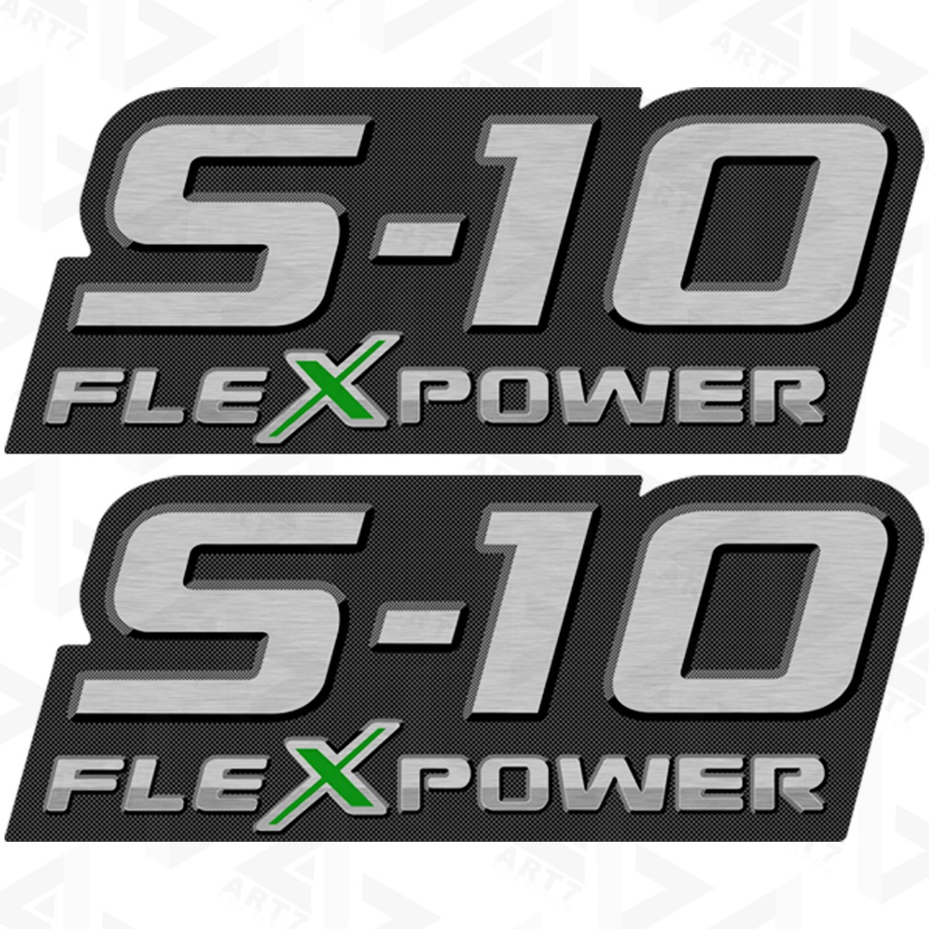 Kit 2 Adesivos Lateral S-10 Flexpower 2009 2010 2011 Emblema Faixa