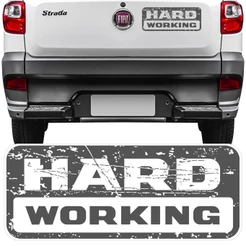 Adesivo Hard Working Tampa Traseira Strada 2018 2019 Colante Sticker