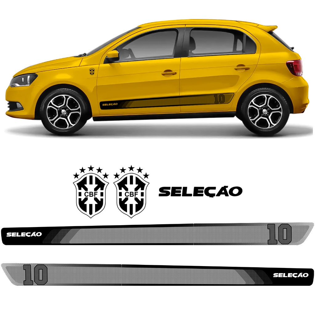 Kit Adesivo Vinil Automotivo Gol Voyage Seleção G6 2013 2014 2015 2016 Faixa Lateral de Porta