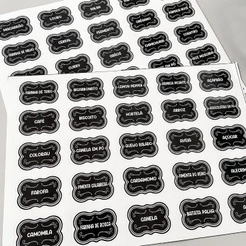 50 Adesivos Para Pote Organizador Tempero Mantimento Condimento 5x3,5cm