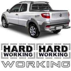 Kit 3 Adesivo Hard Working Strada 2013 A 2017 Emblema Lateral e Tampa Traseira