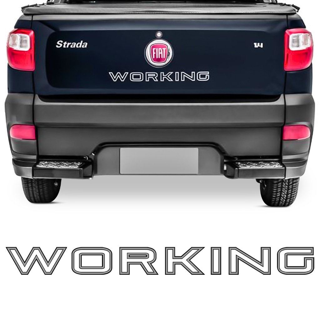Adesivo Working Tampa Traseira Caçamba Strada 2013 A 2017 Emblema