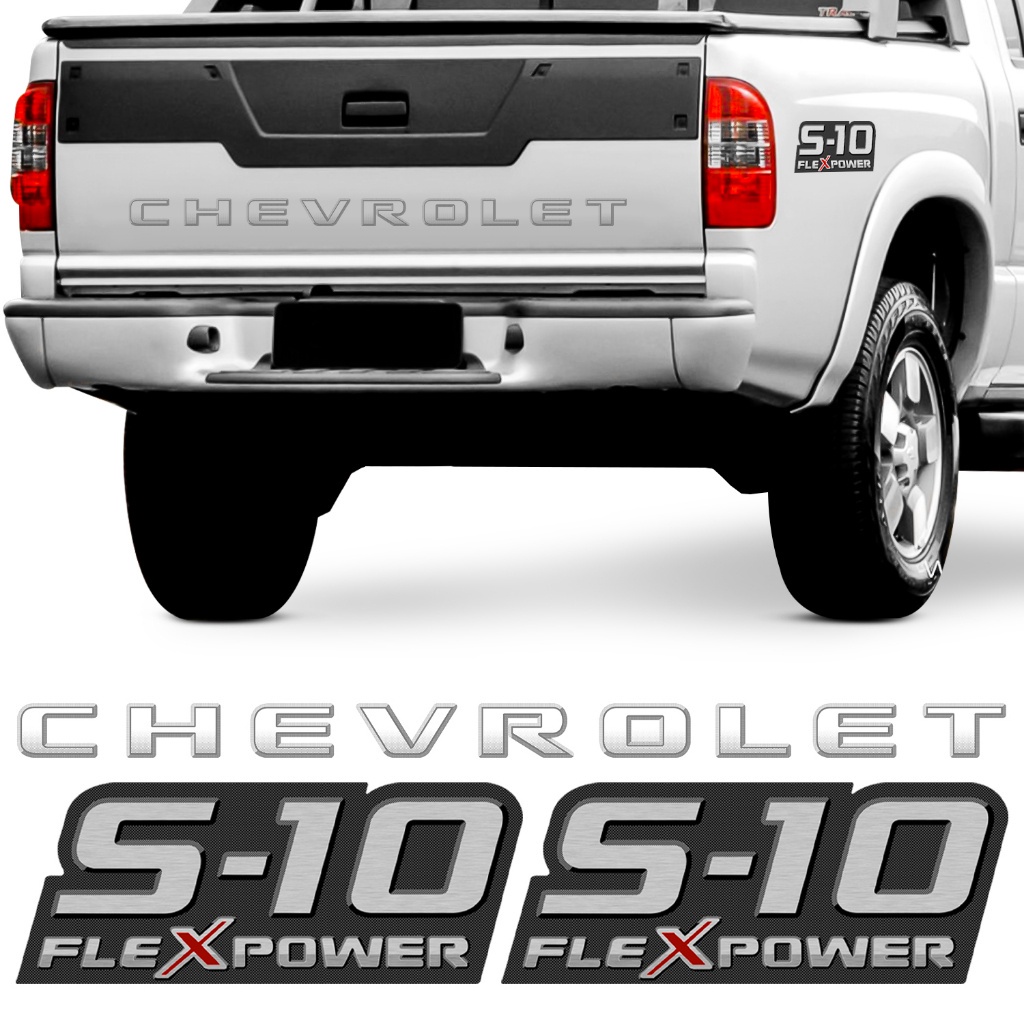 Kit Adesivo S10 S-10 Flexpower 2009 A 2011 Vermelho + Faixa Tampa Traseira Grafite