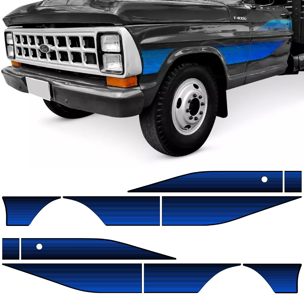 Kit Faixa Decorativa Vinil Adesivo Lateral Camionete F-4000 F4000 1989 1990 1991 Azul