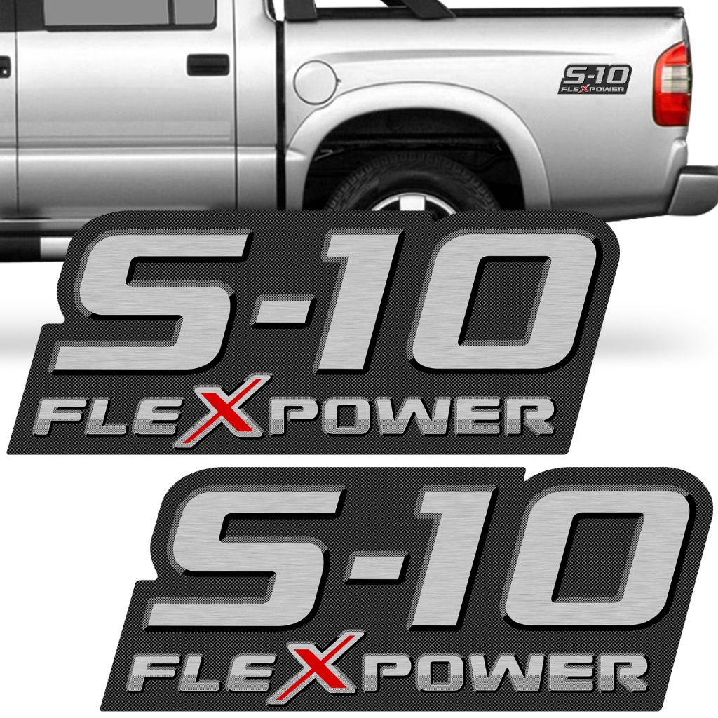 Par Adesivo Lateral S-10 Flexpower 2009 2010 2011 Emblema Faixa Vermelho