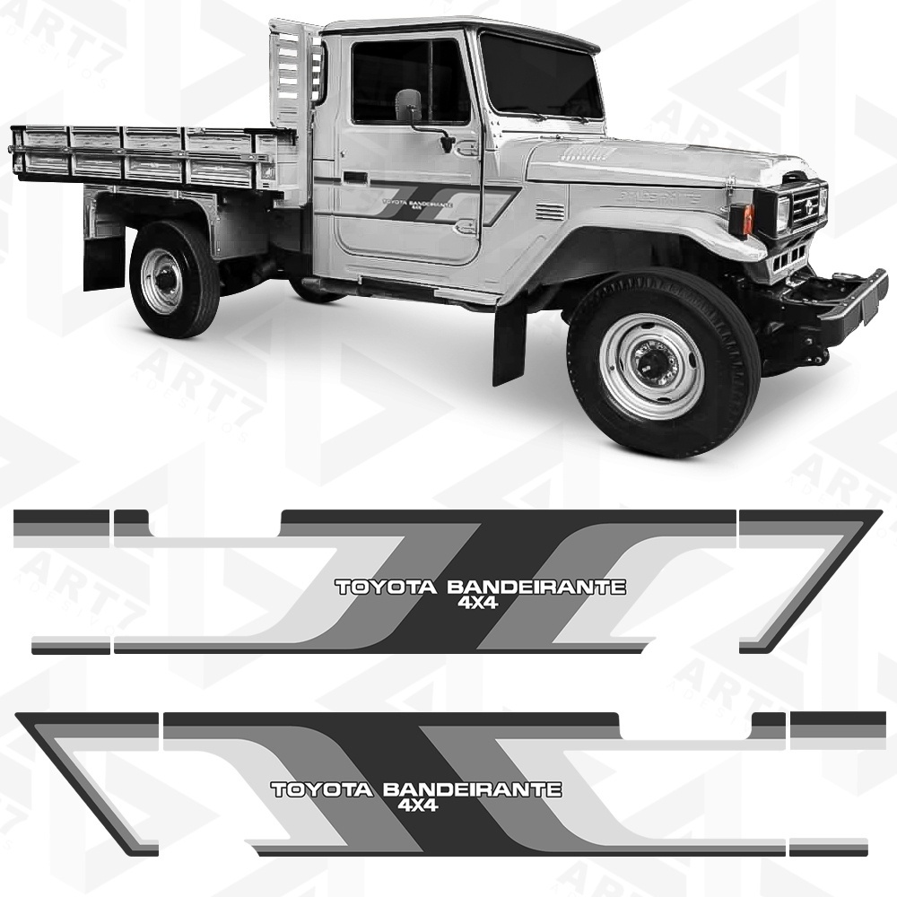 Conjunto 2 Adesivo Faixa Lateral Bandeirante 4x4 Cinza Sem Carroceria