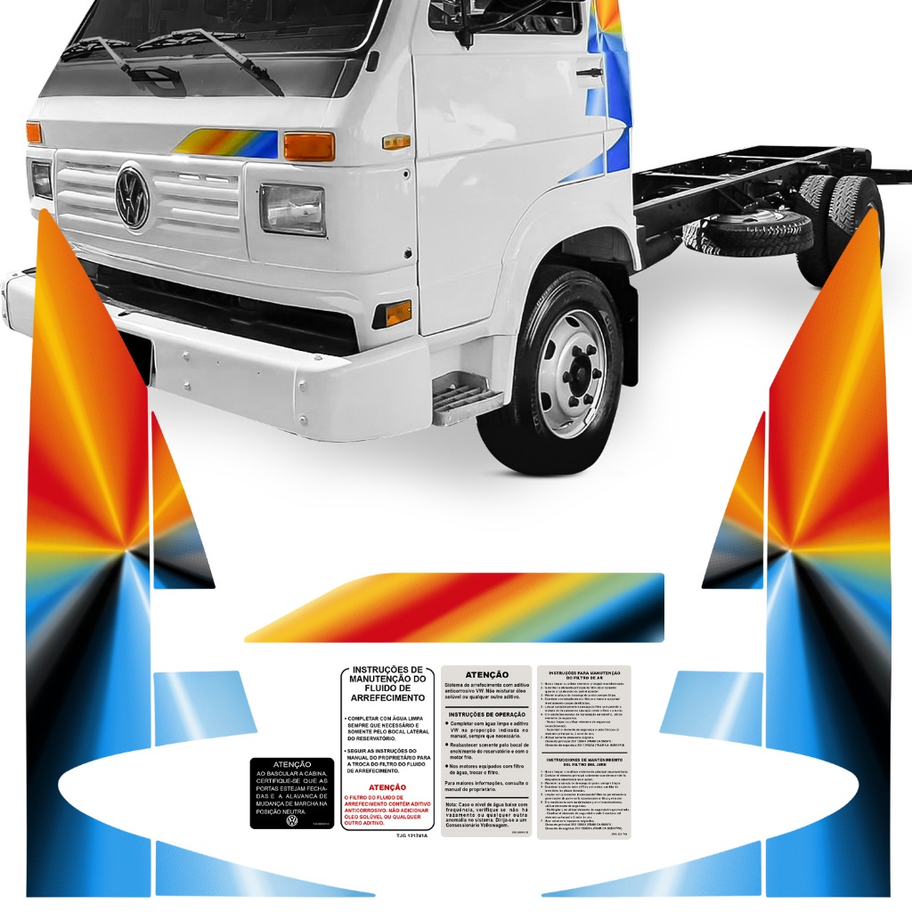 Kit Adesivo Faixa Lateral Caminhão Compatível Volkswagen 7100 7-100 Vw 1998 + Etiquetas