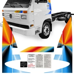 Kit Adesivo Faixa Lateral Caminhão Compatível Volkswagen 7100 7-100 Vw 1998 + Etiquetas
