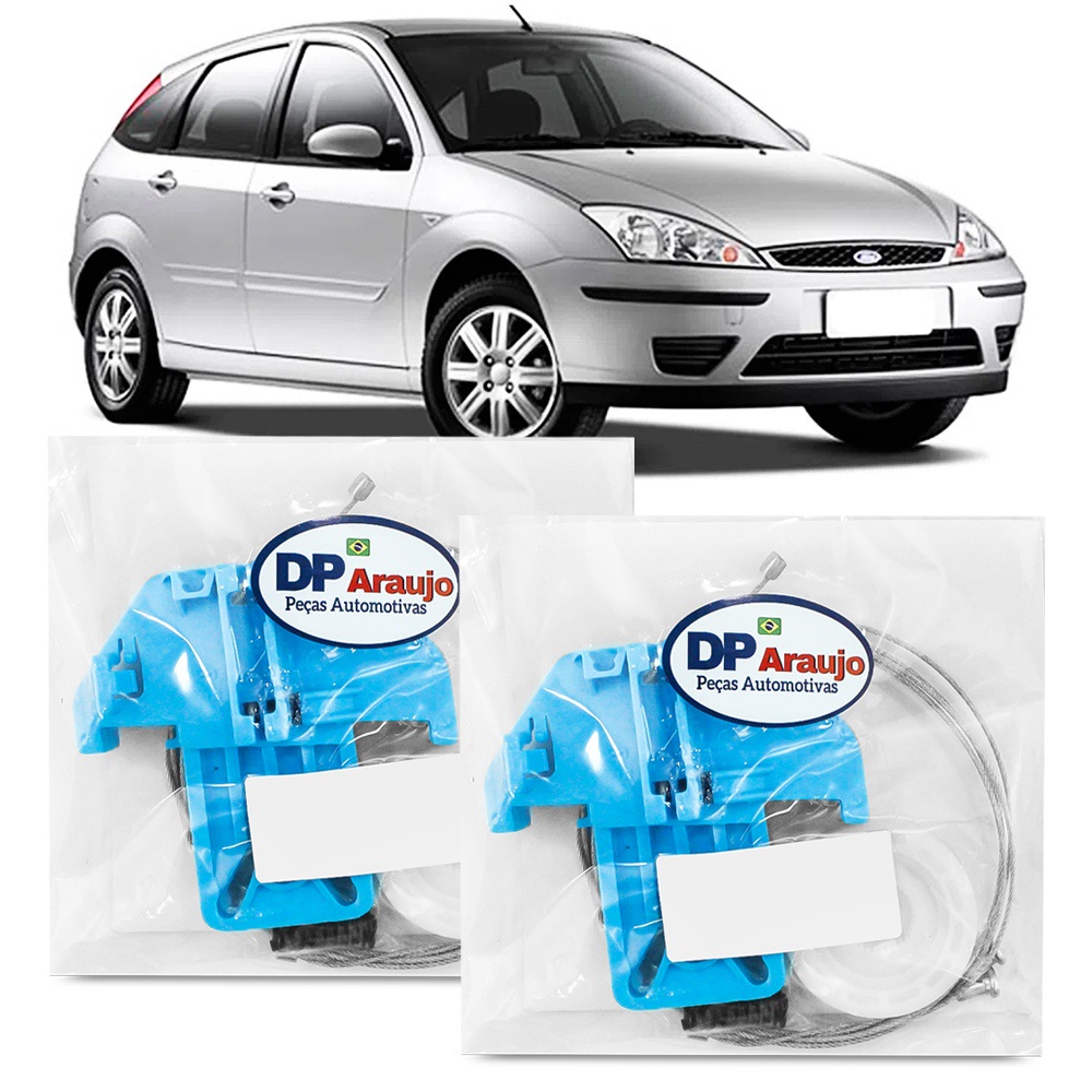 Kit 2 Reparo Maquina Vidro Focus 2000 2001 2002 2003 2004 2005 2006 2007 2008 Com Arraste Cabo Traseiro Eletrico Traseira Eletrica Ford 02 Unidades Par