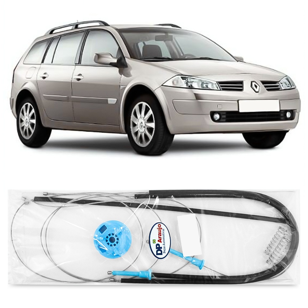 Kit Reparo Vidro Eletrico Dianteiro Renault Megane Dynamique 2007 2008 2009 2010 2011 2012 Cabo