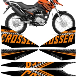 Kit Adesivo Faixa Moto Crosser Xtz 150 Personalizado Preto e Laranja