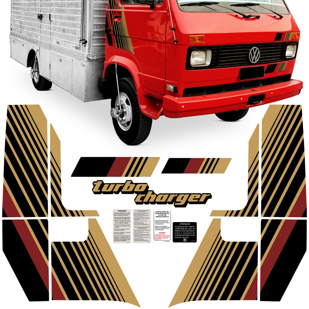 Kit Faixa Adesiva Caminhao Porta Lateral 1991 Turbo Charger Compatível Com Volkswagen