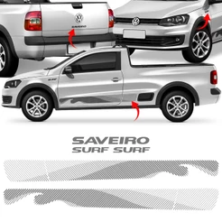 Kit Adesivo Saveiro Surf G6 2015 2016 Faixa Lateral + Paralama + Tampa Traseira Grafite