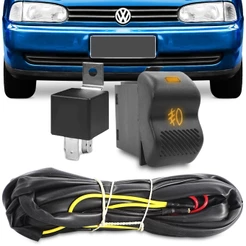 Kit Botão Original Led Laranja Gol Parati Saveiro Bola G2 1995 A 1999 + Chicote e Rele Milha e Neblina