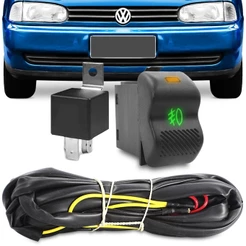 Kit Botão Original Led Verde Gol Parati Saveiro Bola G2 1995 A 1999 + Chicote e Rele Milha e Neblina