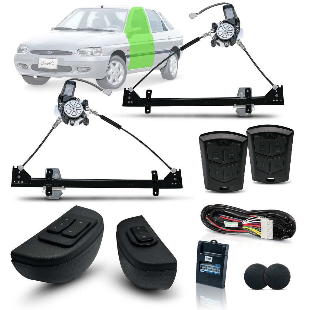 Kit Vidro Eletrico + Alarme Escort Zetec (97/02) / Verona (93/93) 4P diant Inteligente