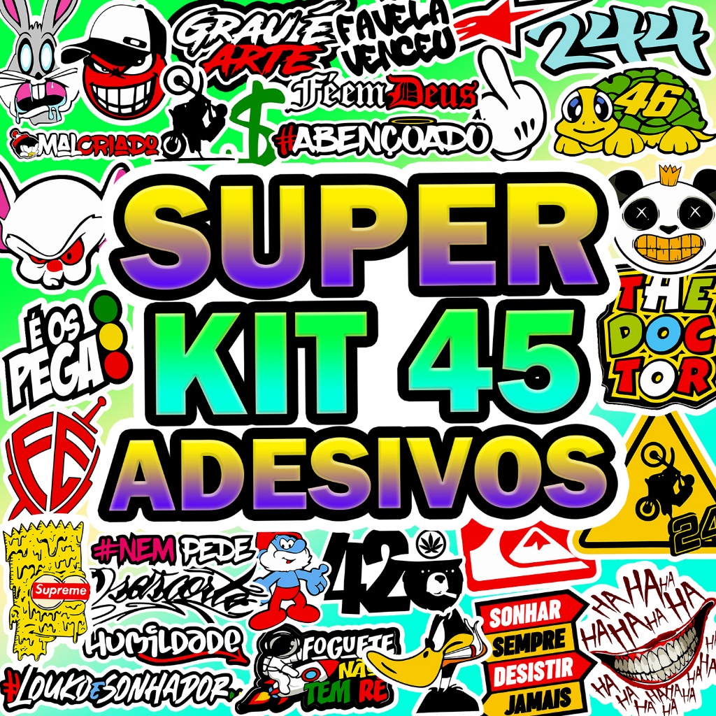 Super Kit 45 Adesivos Variados Moto Carro Capacete Motoboy Osascorte The Doctor Grau 244 Abençoado