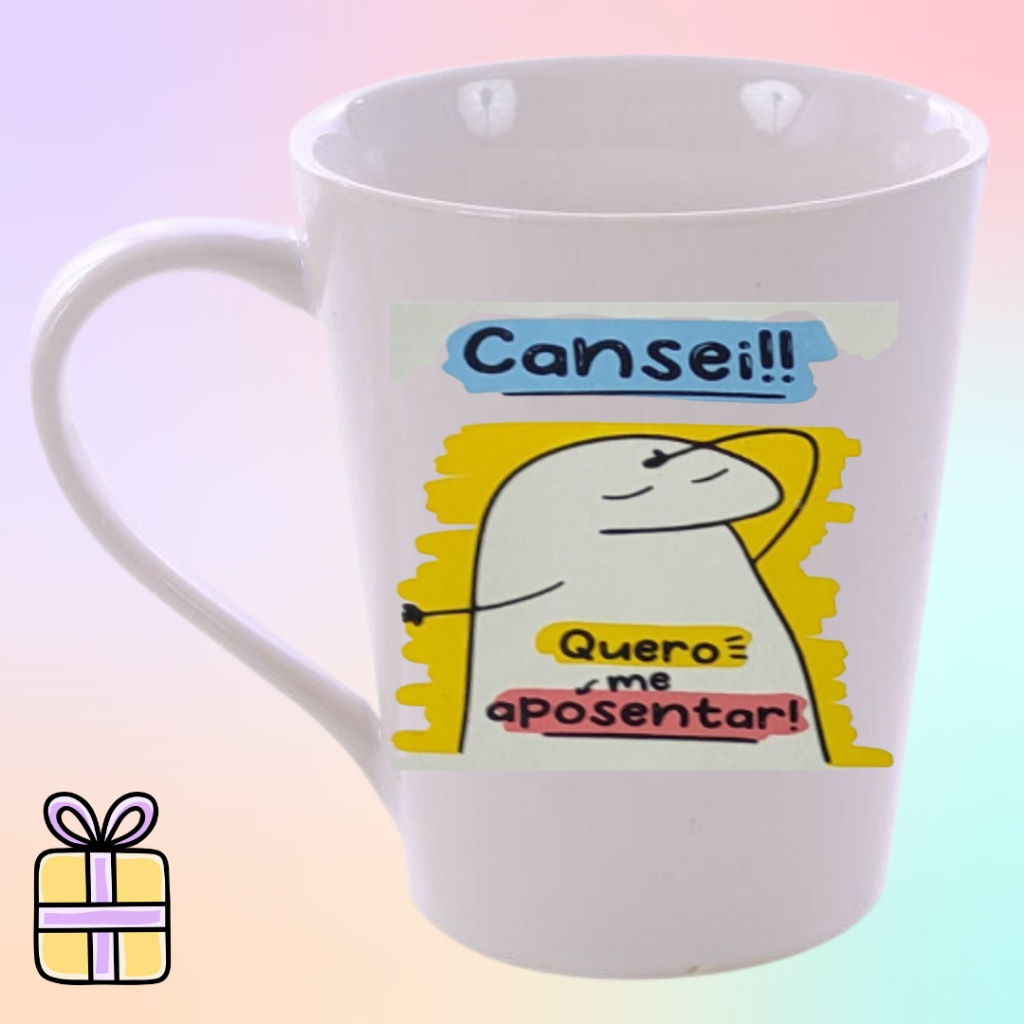 Caneca Cansei! Quero me aposentar Personalizadas Meme Flork Bento Diversas Frases 300ml