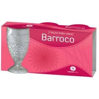 BARROCO - CJ TACA P/ VINHO 03 PCS 190 ML - CAIXA C/ 12 PEÇAS