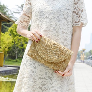 Carteira de palha De Mão Clutch natural com forro interno e palha carteira feminina ecobag JC-43
