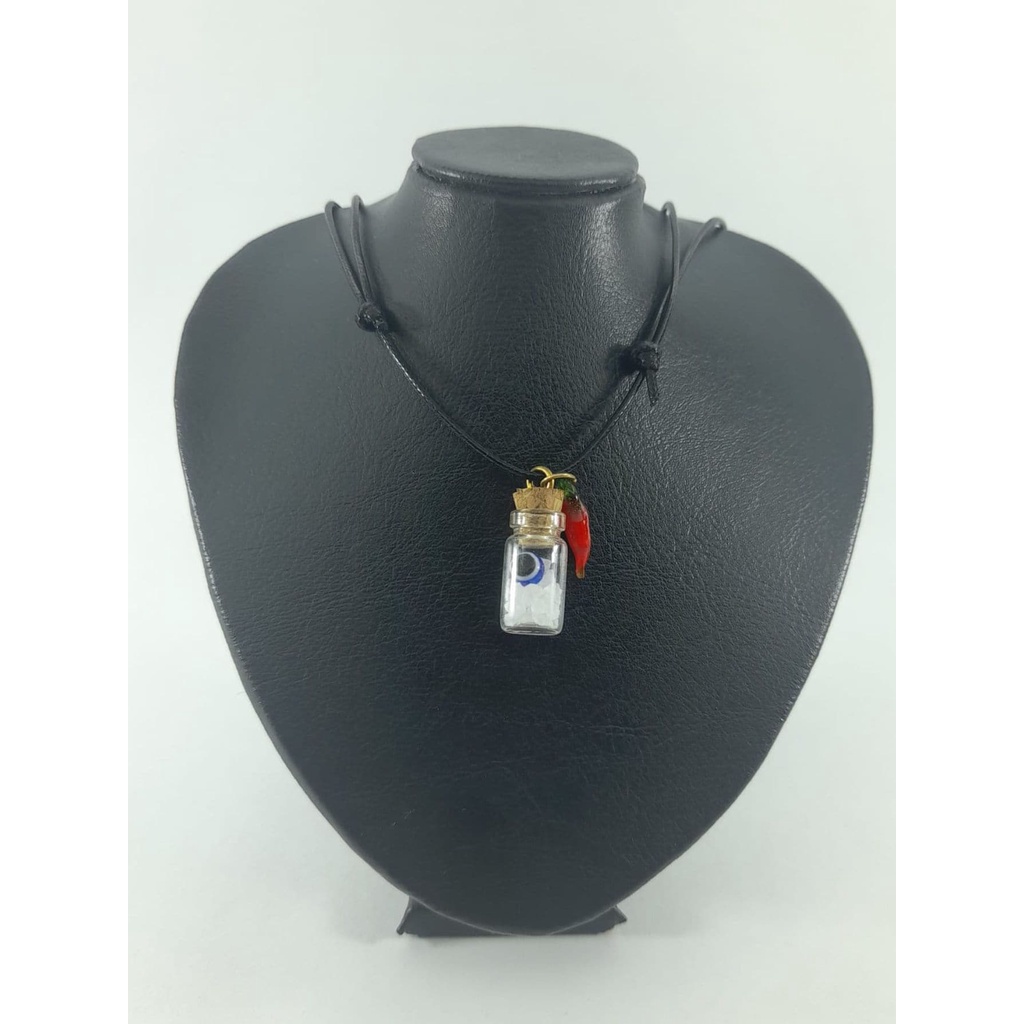 Colar Artesanal Potinho De Sal Grosso e Olho Grego Envio Imediato