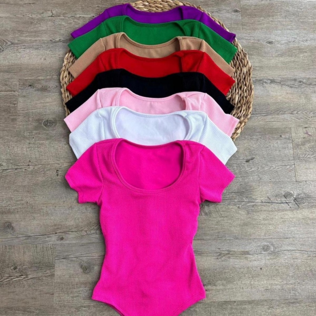 Body Feminino Manga Curta Premium Canelado Atoalhado Anarruga Manguinha