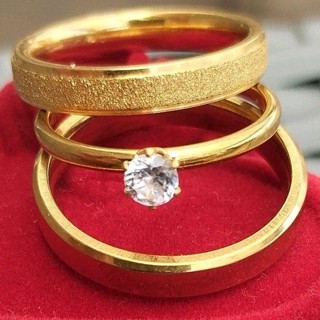Par De Aliança e Solitário Diamantada e Lisa Chanfrada Noivado Casamento Fina 4mm