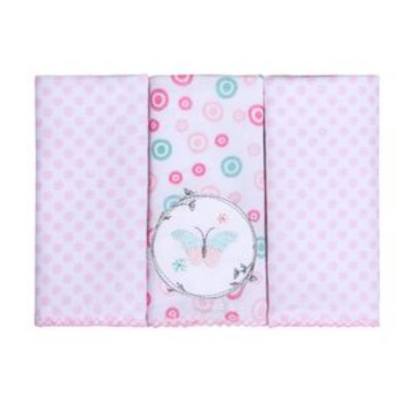 Pano de boca Babete Bordados Bebê, 32x32, 03 unid. Jardim de Borboletas