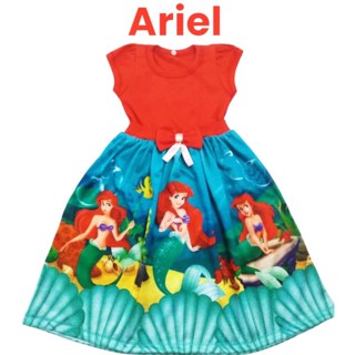 Vestido Festa Manga Curta Personagem Infantil menina Ariel