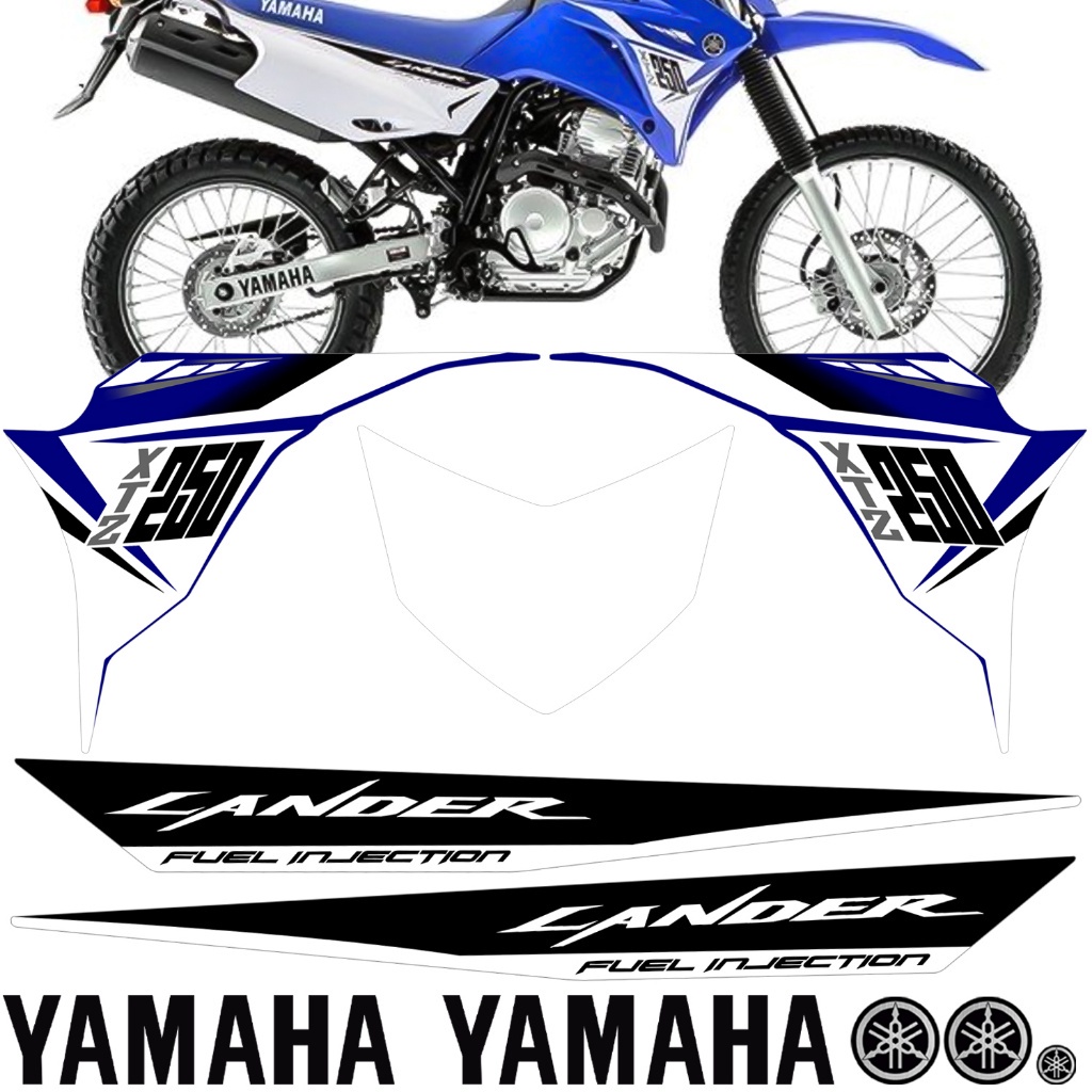 Kit Adesivo Lander 250 2015 Azul Moto Faixa Jogo